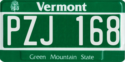 VT license plate PZJ168