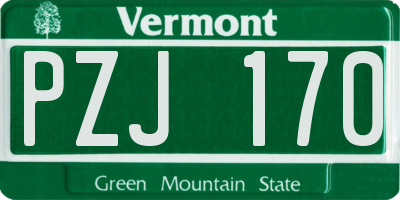 VT license plate PZJ170