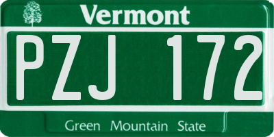 VT license plate PZJ172