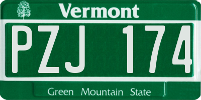 VT license plate PZJ174