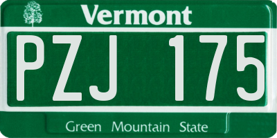 VT license plate PZJ175