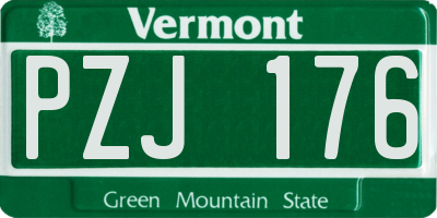 VT license plate PZJ176
