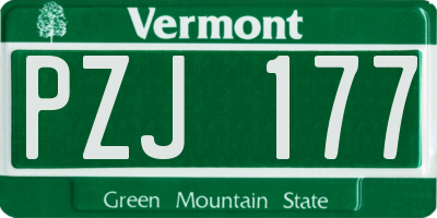 VT license plate PZJ177