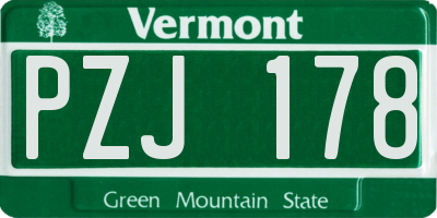 VT license plate PZJ178