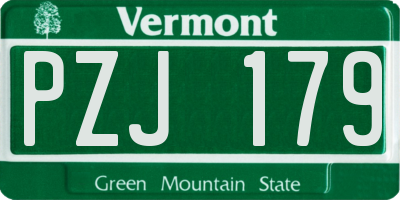 VT license plate PZJ179