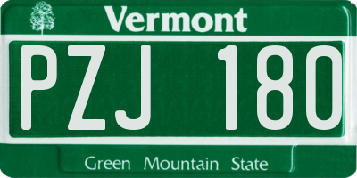 VT license plate PZJ180