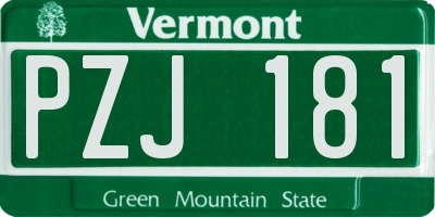 VT license plate PZJ181