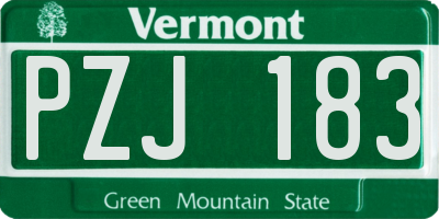VT license plate PZJ183