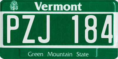 VT license plate PZJ184