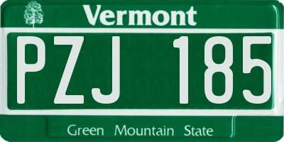 VT license plate PZJ185