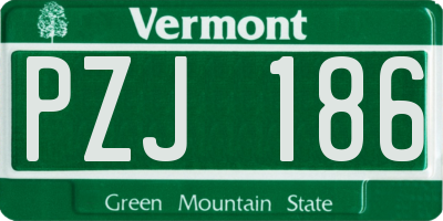 VT license plate PZJ186