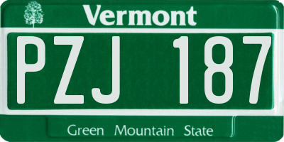 VT license plate PZJ187