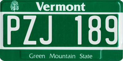 VT license plate PZJ189