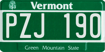 VT license plate PZJ190