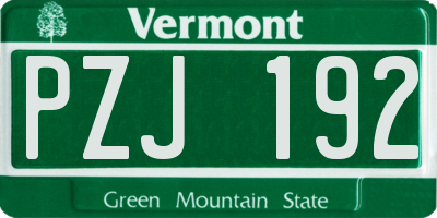 VT license plate PZJ192
