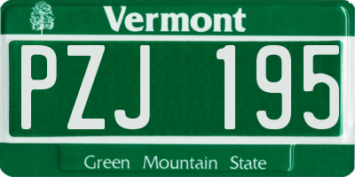 VT license plate PZJ195