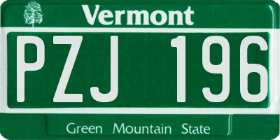 VT license plate PZJ196