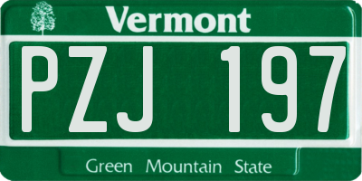 VT license plate PZJ197