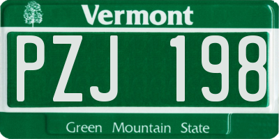 VT license plate PZJ198