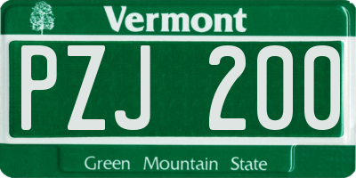 VT license plate PZJ200