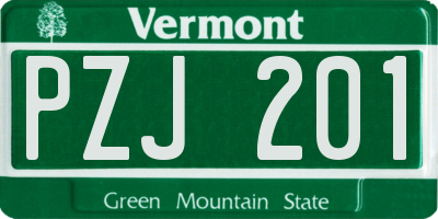 VT license plate PZJ201