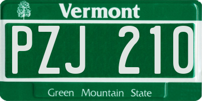 VT license plate PZJ210