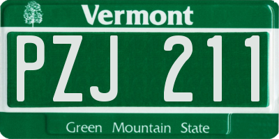 VT license plate PZJ211