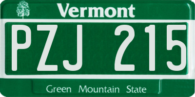 VT license plate PZJ215