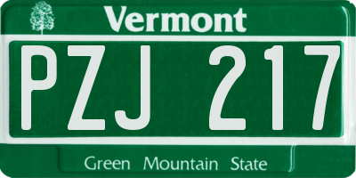 VT license plate PZJ217