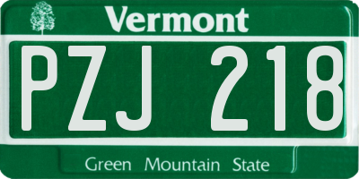 VT license plate PZJ218