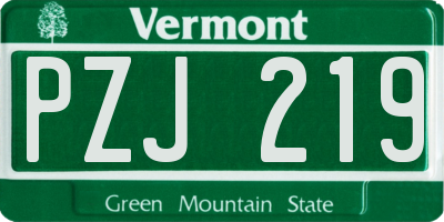 VT license plate PZJ219