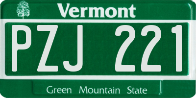 VT license plate PZJ221