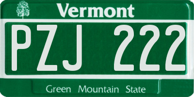 VT license plate PZJ222