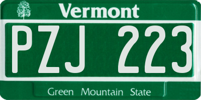 VT license plate PZJ223