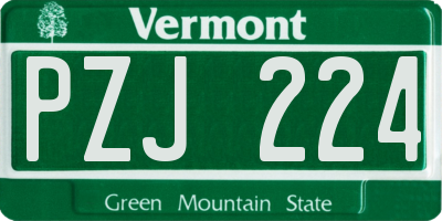 VT license plate PZJ224