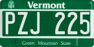 VT license plate PZJ225