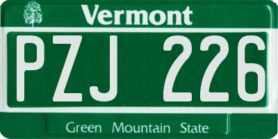 VT license plate PZJ226