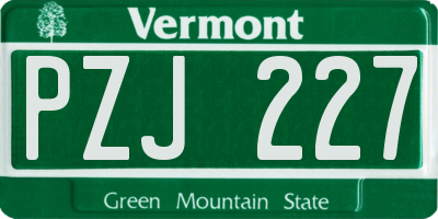 VT license plate PZJ227