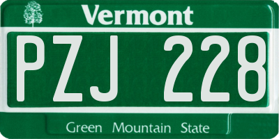 VT license plate PZJ228