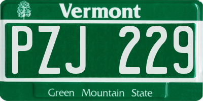 VT license plate PZJ229