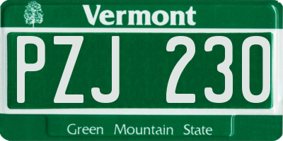 VT license plate PZJ230