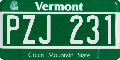 VT license plate PZJ231
