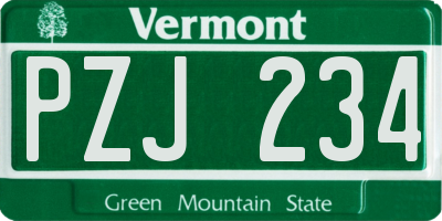 VT license plate PZJ234