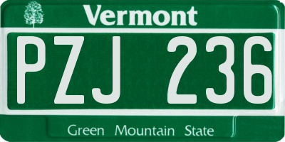 VT license plate PZJ236