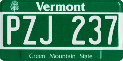 VT license plate PZJ237