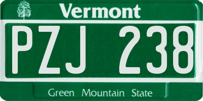VT license plate PZJ238