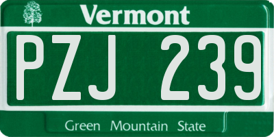 VT license plate PZJ239