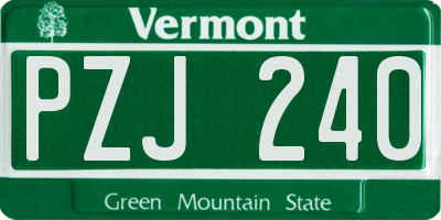 VT license plate PZJ240