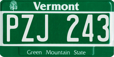 VT license plate PZJ243