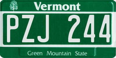 VT license plate PZJ244